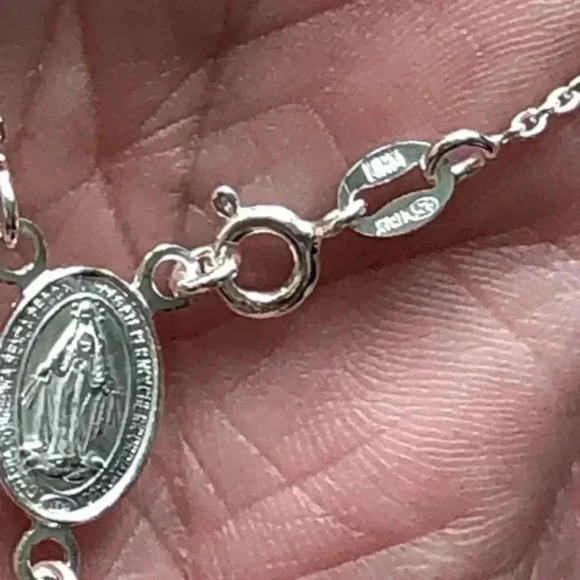 Cross Christ Rosary Catholic Penance Solid 925 Sterling Silver New NWT - Picture 8 of 8